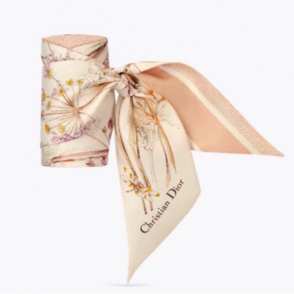 Dior Pink and Cream Silk Scarf